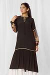 Shop_Bhairavi Jaikishan_Black Crepe Embroidered Sequin Tie-up Sheer Sleeve Panel Tunic  _Online_at_Aza_Fashions