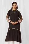 Buy_Bhairavi Jaikishan_Black Crepe Embroidered Sequin Tie-up Sheer Sleeve Panel Tunic  _at_Aza_Fashions