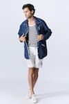 Buy_S&N by Shantnu Nikhil_Blue Parachute Sncc Logo Batsman Windbreaker Jacket _at_Aza_Fashions