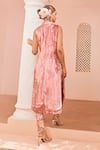 Anu Pellakuru_Pink Velvet Sequins, Embroidery Kurta And Pant Set For Kids_Online_at_Aza_Fashions