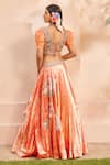 Anu Pellakuru_Orange Velvet Embroidered Floral V Placement Lehenga Set _Online_at_Aza_Fashions