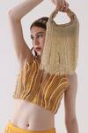 Buy_Forever Noor_Gold Embellished Zaha Cutdana Tasselled Bag _at_Aza_Fashions