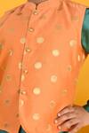 Shop_Saka Designs_Orange Cotton Blend Woven Polka Dots Bundi And Kurta Set _Online_at_Aza_Fashions