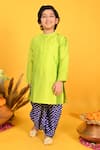 Buy_Saka Designs_Green Kurta: Taffeta Printed Bandhani Solid And Dhoti Pant Set For Boys_at_Aza_Fashions