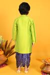 Shop_Saka Designs_Green Kurta: Taffeta Printed Bandhani Solid And Dhoti Pant Set For Boys_at_Aza_Fashions