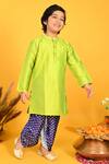 Buy_Saka Designs_Green Kurta: Taffeta Printed Bandhani Solid And Dhoti Pant Set For Boys_Online_at_Aza_Fashions