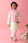 Buy_Saka Designs_Pink Cotton Printed Flower Florette Bundi And Kurta Set  _at_Aza_Fashions