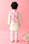 Shop_Saka Designs_Pink Cotton Printed Flower Florette Bundi And Kurta Set  _at_Aza_Fashions