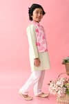 Buy_Saka Designs_Pink Cotton Printed Flower Florette Bundi And Kurta Set  _Online_at_Aza_Fashions