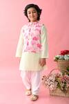 Shop_Saka Designs_Pink Cotton Printed Flower Florette Bundi And Kurta Set  _Online_at_Aza_Fashions