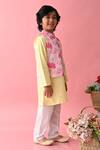 Shop_Saka Designs_Pink Cotton Printed Blossom Bundi And Kurta Set  _Online_at_Aza_Fashions