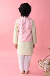 Shop_Saka Designs_Pink Cotton Printed Stripe Bundi And Kurta Set  _at_Aza_Fashions