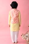Shop_Saka Designs_Pink Linear Print Cotton Bundi And Kurta Set For Boys_at_Aza_Fashions