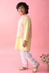 Buy_Saka Designs_Pink Linear Print Cotton Bundi And Kurta Set For Boys_Online_at_Aza_Fashions