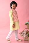 Shop_Saka Designs_Pink Linear Print Cotton Bundi And Kurta Set For Boys_Online_at_Aza_Fashions