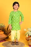 Buy_Saka Designs_Green Cotton Printed Bandhani Kurta And Dhoti Pant Set  _at_Aza_Fashions