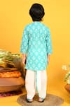 Shop_Saka Designs_Blue Cotton Printed Leaf Kurta Set  _at_Aza_Fashions