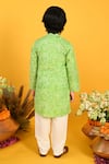 Shop_Saka Designs_Green Cotton Printed Bandhani Kurta And Pyjama Set  _at_Aza_Fashions