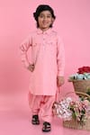 Buy_Saka Designs_Pink Cotton Blend Plain Pathani Kurta Set  _at_Aza_Fashions