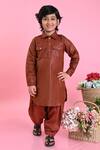 Buy_Saka Designs_Brown Cotton Blend Plain Full Sleeve Pathani Kurta Set  _Online_at_Aza_Fashions