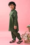 Saka Designs_Green Cotton Blend Plain Solid Pathani Kurta Set  _Online_at_Aza_Fashions