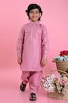 Buy_Saka Designs_Peach Cotton Blend Plain Pathani Kurta And Salwar Set  _at_Aza_Fashions