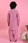 Shop_Saka Designs_Peach Cotton Blend Plain Pathani Kurta And Salwar Set  _at_Aza_Fashions