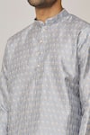 Arihant Rai Sinha_Grey Kurta Silk Blend Digital Printed Floral Patterns And Pant Set _at_Aza_Fashions