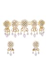 Shop_Bblingg_Gold Plated Pearls, Crystals, Smocking Ruheen Choker Set _at_Aza_Fashions