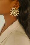 Buy_Bblingg_Gold Plated Crystals, Smocking Rubaina Kundan Stud Earrings _at_Aza_Fashions