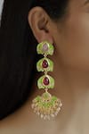 Buy_Belsi's_Gold Plated Stones Handcrafted Earrings _at_Aza_Fashions