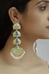 Buy_Belsi's_Gold Plated Stones Handcrafted Earrings _at_Aza_Fashions