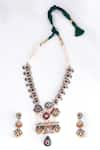 Shop_Zevar King_Multi Color Jadau Kundan Embellished Handmade Necklace Set _at_Aza_Fashions