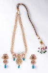 Shop_Zevar King_Multi Color Jadau Kundan Embellished Necklace Set_at_Aza_Fashions