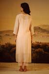 Shop_Tatwa_Ivory Kurta Handloom Chanderi Embroidery Resham Round Lovebird And Pant Set _at_Aza_Fashions