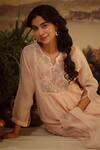 Tatwa_Ivory Kurta Handloom Chanderi Embroidery Resham Vineyard Pintuck And Pant Set _Online_at_Aza_Fashions
