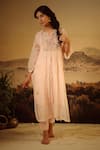 Buy_Tatwa_Ivory Kurta Handloom Chanderi Embroidery Resham Vineyard Pintuck And Pant Set _Online_at_Aza_Fashions