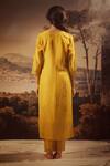 Shop_Tatwa_Yellow Handloom Cotton, Viscose, Silk Embroidery Rangoon Bail Kurta And Pant Set _at_Aza_Fashions