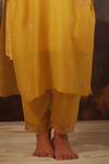 Buy_Tatwa_Yellow Handloom Cotton, Viscose, Silk Embroidery Rangoon Bail Kurta And Pant Set _Online_at_Aza_Fashions