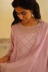 TATWA_Purple Handloom Chanderi Embroidered Tonal Dupatta _Online_at_Aza_Fashions