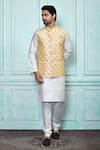 Buy_Arihant Rai Sinha_Cream Silk Dupion Embroidered Resham Nehru Jacket _at_Aza_Fashions