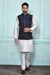 Buy_Arihant Rai Sinha_Blue Silk Dupion Embroidered Resham Botanic Work Nehru Jacket _at_Aza_Fashions