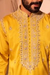 Buy_Shreyansh Designs_Yellow Padma Silk Hand Embroidery Floral Aain Kurta With Pant _Online_at_Aza_Fashions