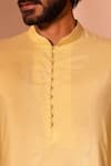 Shreyansh Designs_Yellow Padma Silk Embroidered Sleeves Pearls Harf Kurta With Pant _Online_at_Aza_Fashions