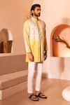 Shreyansh Designs_Yellow Padma Silk Embroidered Jacket Floral Sajda Pant Set  _at_Aza_Fashions