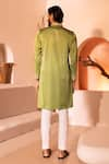 Shop_Shreyansh Designs_Green Padma Silk Embroidery Floral Raihbar Placket Kurta With Pant _at_Aza_Fashions