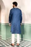 Shop_Shreyansh Designs_Blue Padma Silk Embroidery Arsh Mirror And Beads Kurta With Pant  _at_Aza_Fashions