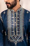 Buy_Shreyansh Designs_Blue Padma Silk Embroidery Arsh Mirror And Beads Kurta With Pant  _Online_at_Aza_Fashions