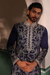 Shreyansh Designs_Blue Padma Silk Embroidery Floral Gul Kurta With Pant  _Online_at_Aza_Fashions