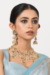 Buy_Zevar King_Multi Color Kundan Semi-precious Stones And Pearls Vintage Jadau Necklace Set _at_Aza_Fashions